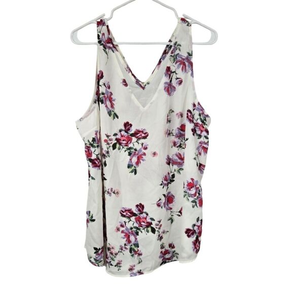 Maurices Plus XXL/20 White Floral Sheer Inset V Neck Tank Top Sleeveless Blouse - Picture 11 of 12